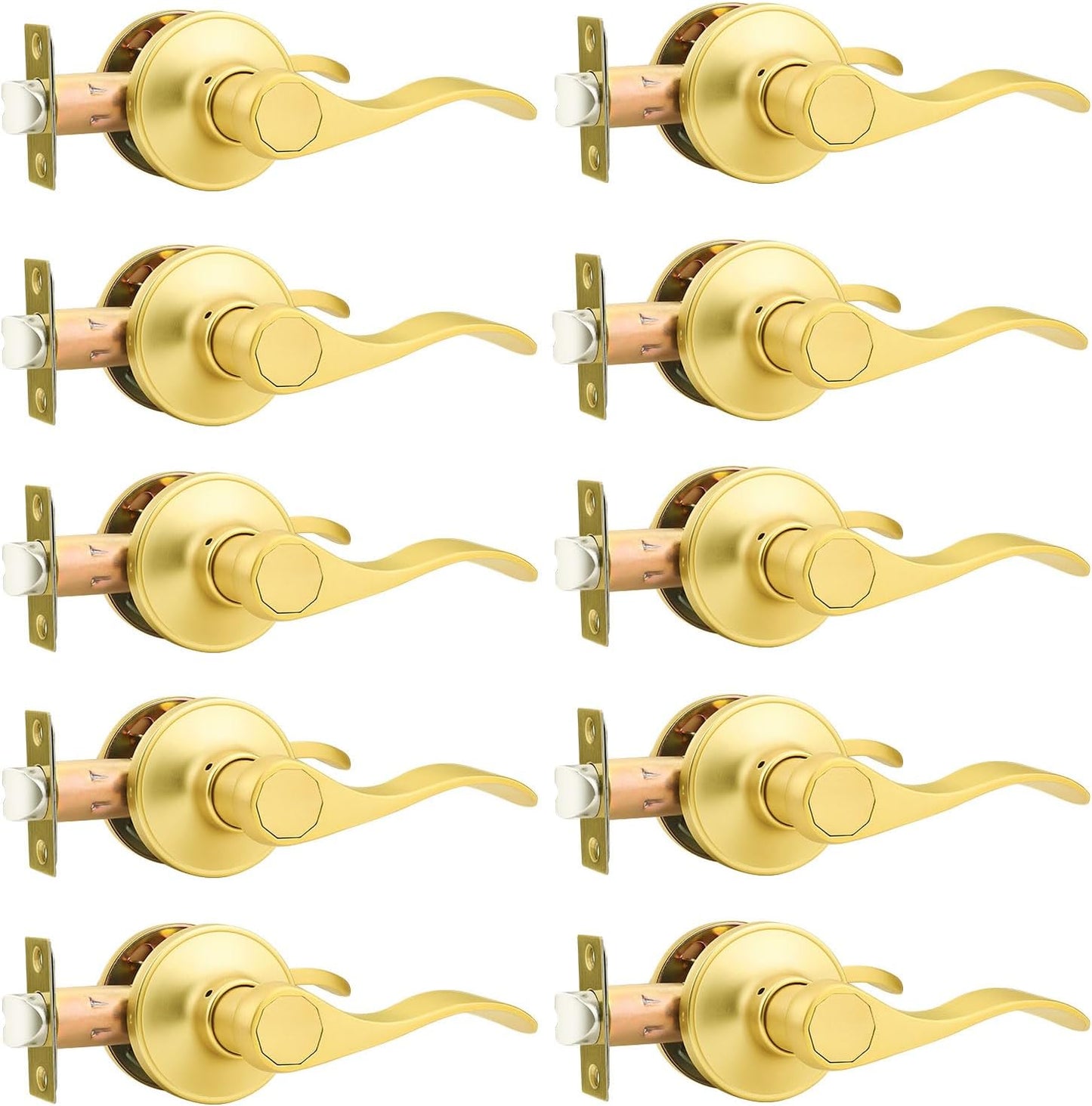 Probrico Gold Door Handles for Interior Doors - 10 Pack Passage