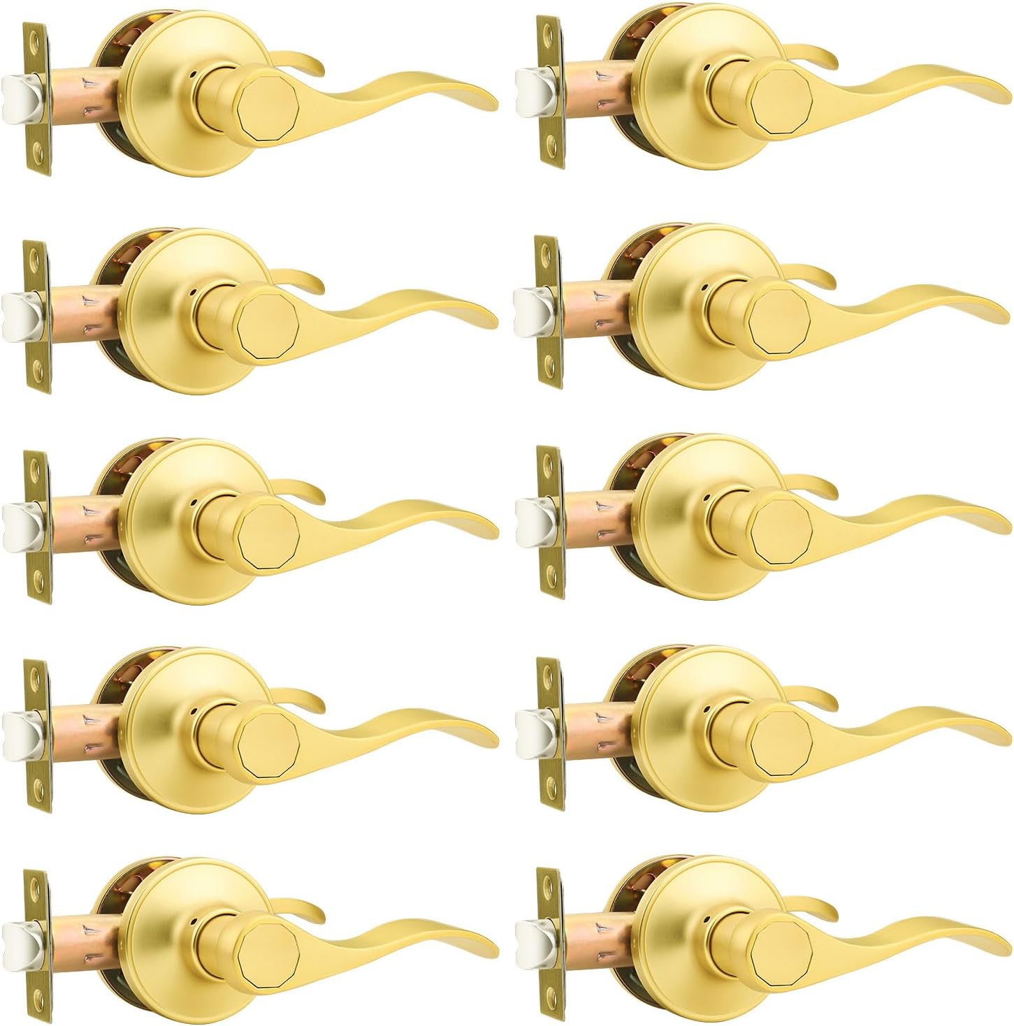 Probrico Gold Door Handles for Interior Doors - 10 Pack Passage
