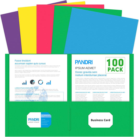 Two Pocket Folders 100 Pack for School Office Home Business