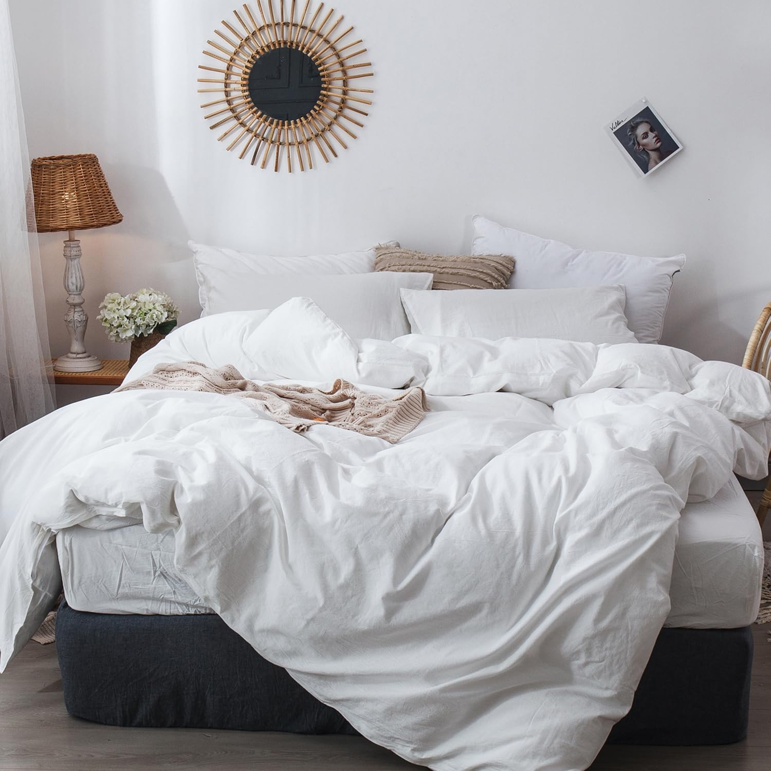 MooMee Bedding Duvet Cover Set in Soft Off White for Comfort