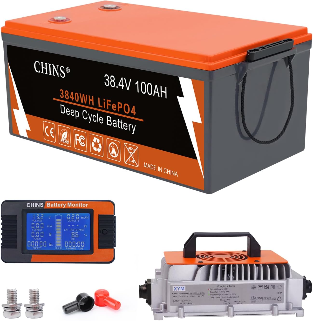CHINS 36V 100AH Lithium Battery for Golf Cart with Charger