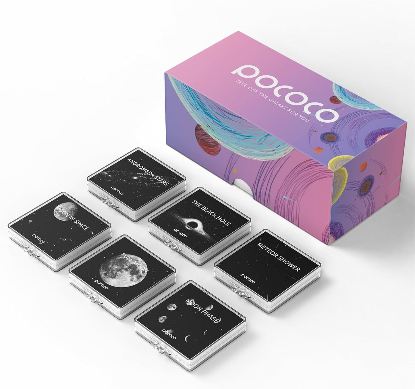 POCOCO Galaxy Star Projector Discs: Realistic Patterns, 5K HD, 96% Light - 6 Pack