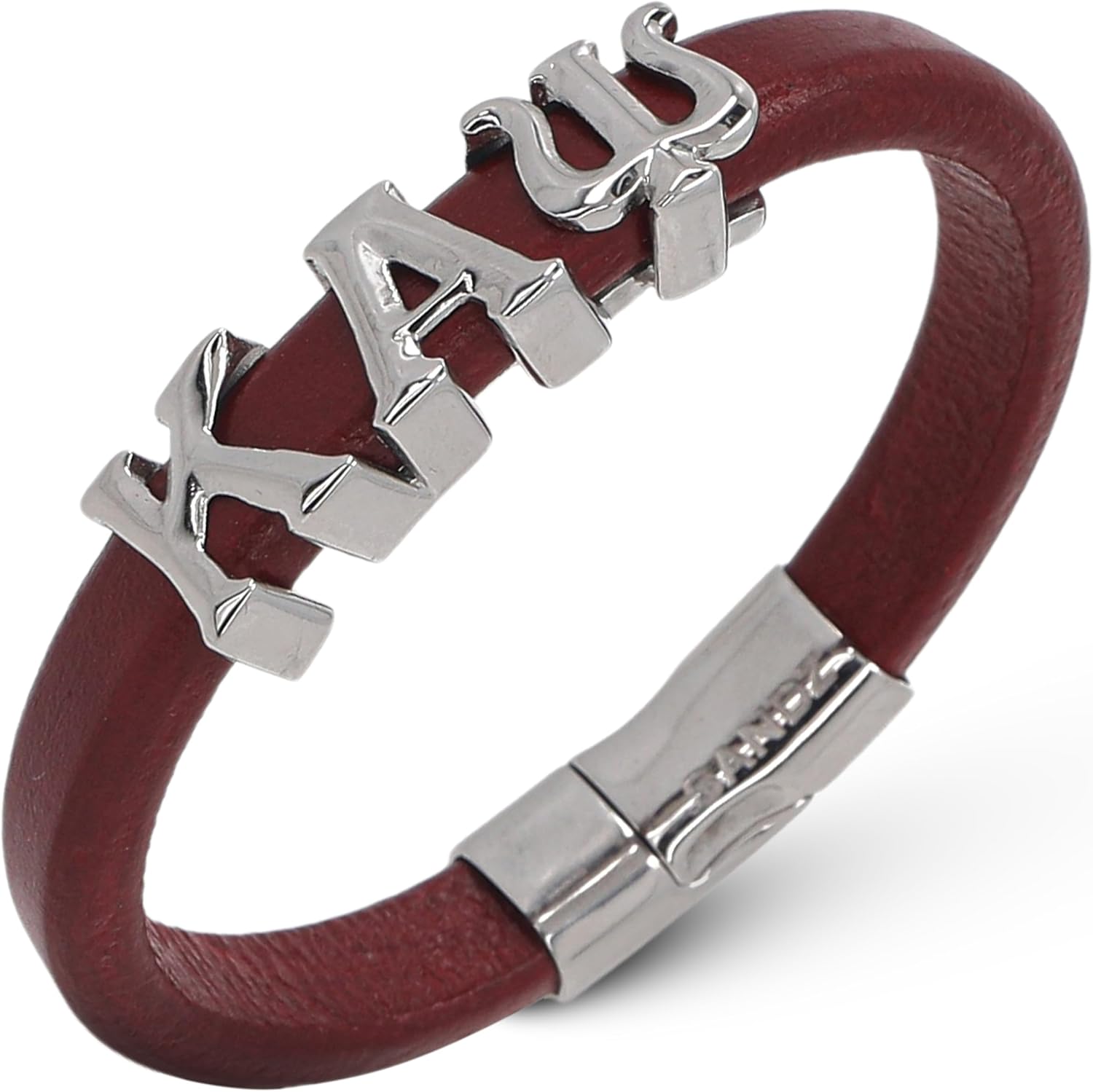 Kappa Alpha Psi Leather and Stainless Steel Bracelet for Men