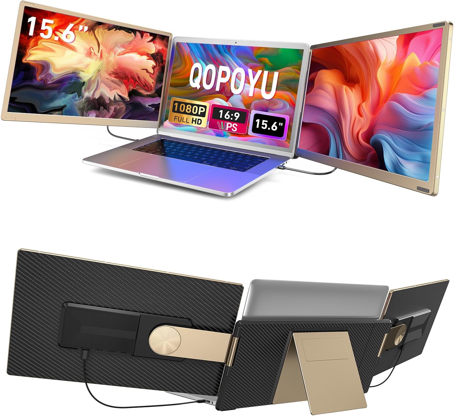 Triple Portable Monitor FHD 1080P for 13-17.3 Laptops