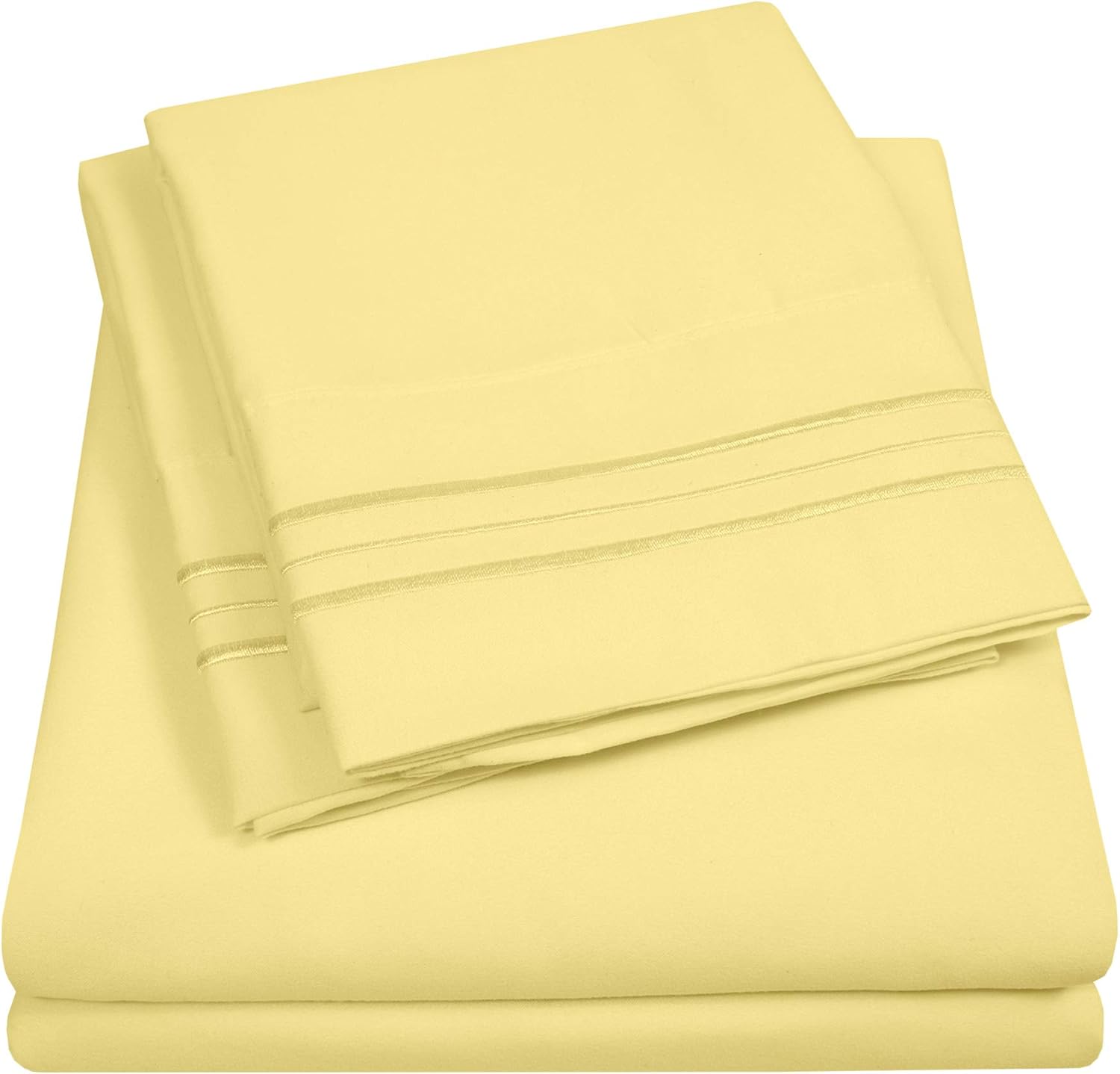 1500 Supreme Collection King Sheet Sets in Pale Yellow for Luxury