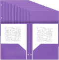 Plastic Pocket Folders 100 Pack Purple - Bulk 2 Pocket 3-Hole