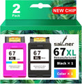 SAILNER 67XL HP Printer Ink Black/Color Combo Pack - High Yield