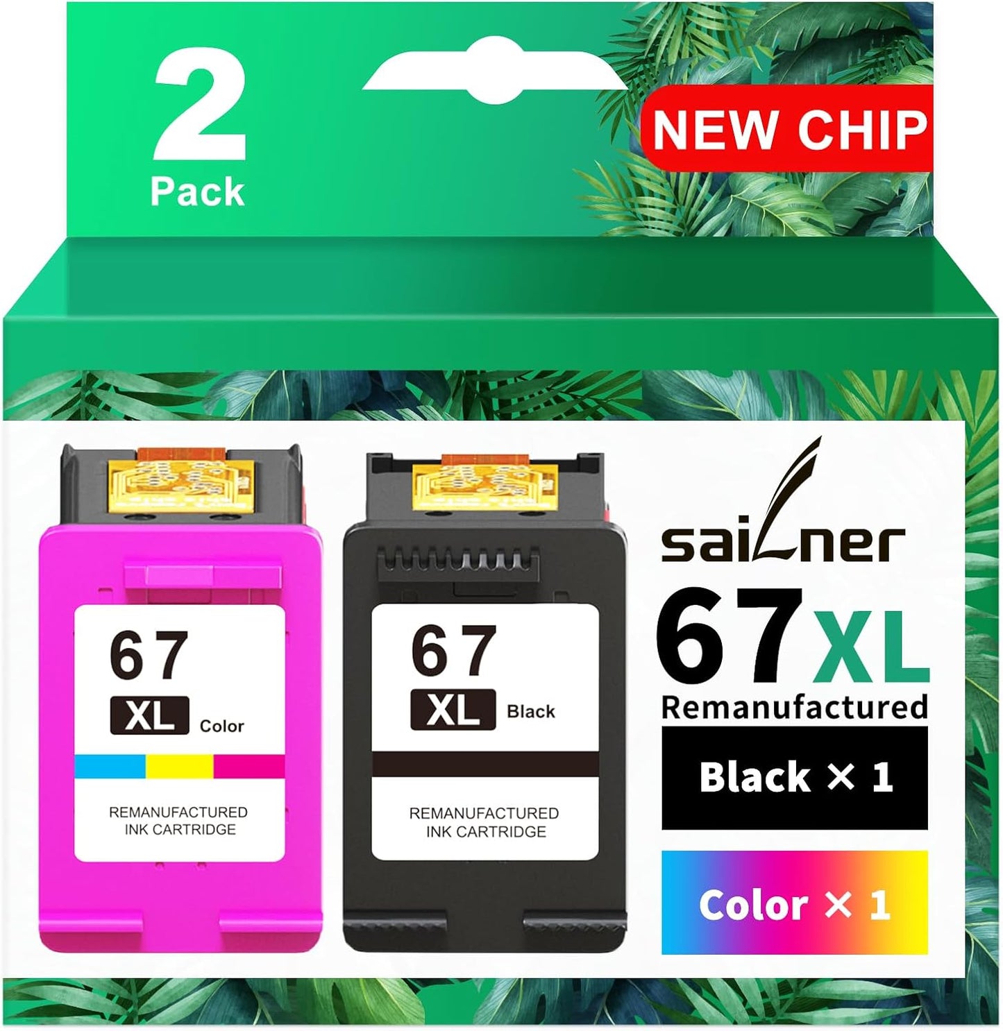 SAILNER 67XL HP Printer Ink Cartridges for DeskJet & Envy