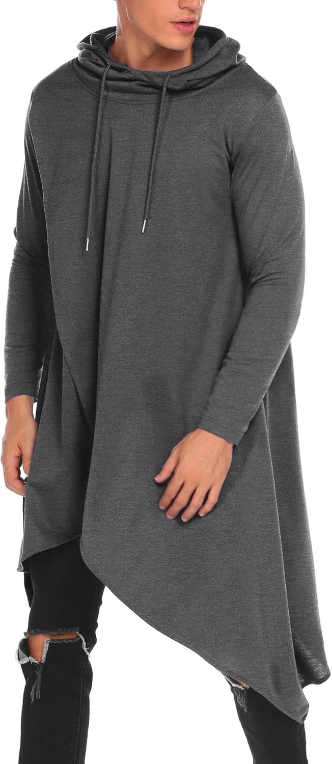 Stylish COOFANDY Men's Hooded Poncho Cape for Casual Wear