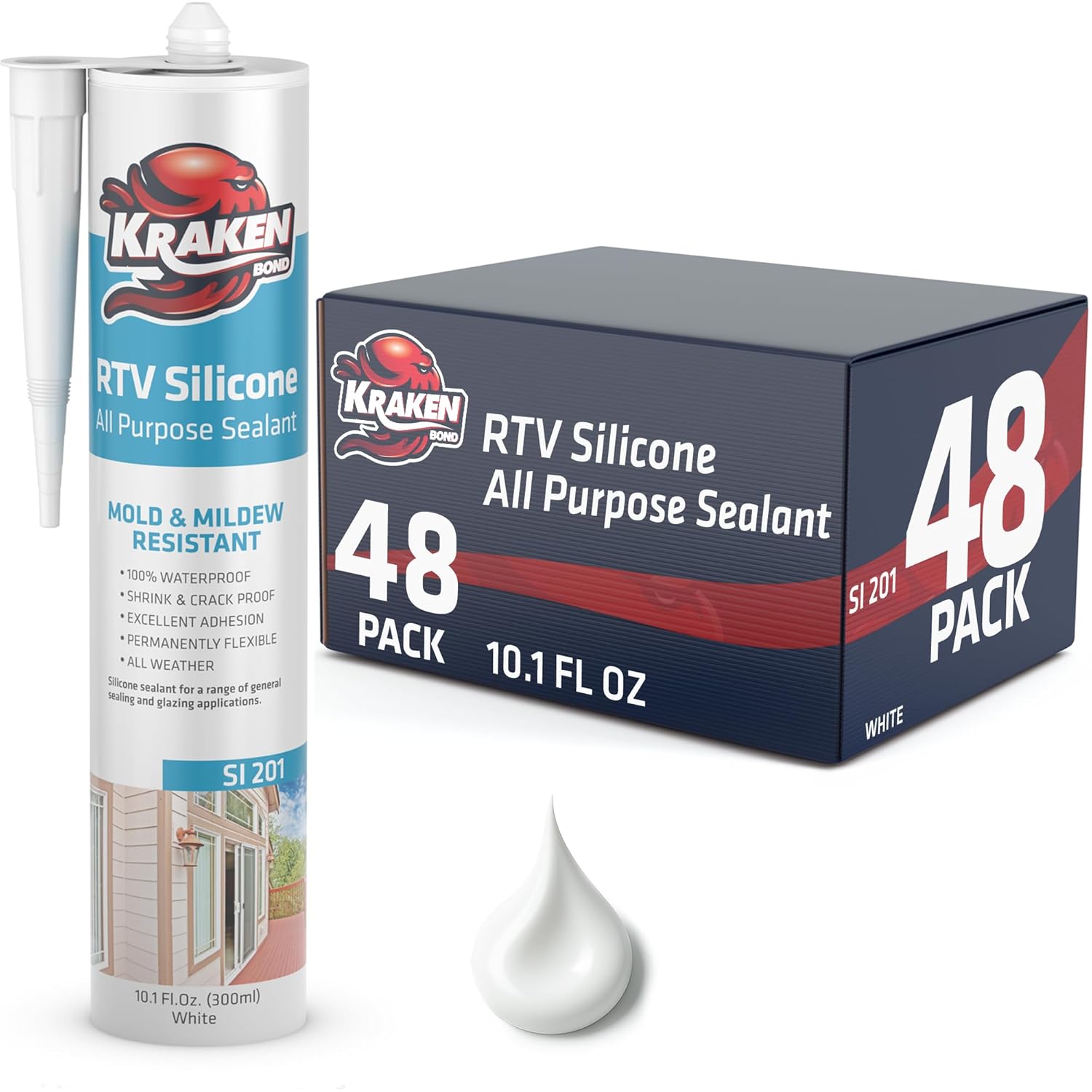 Kraken Bond White Silicone Sealant Waterproof for All Uses