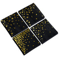 100PK Winoo Black Cocktail Napkins - 4 Designs - 5x5 Inch 3-Ply - Wedding, Party, Bar
