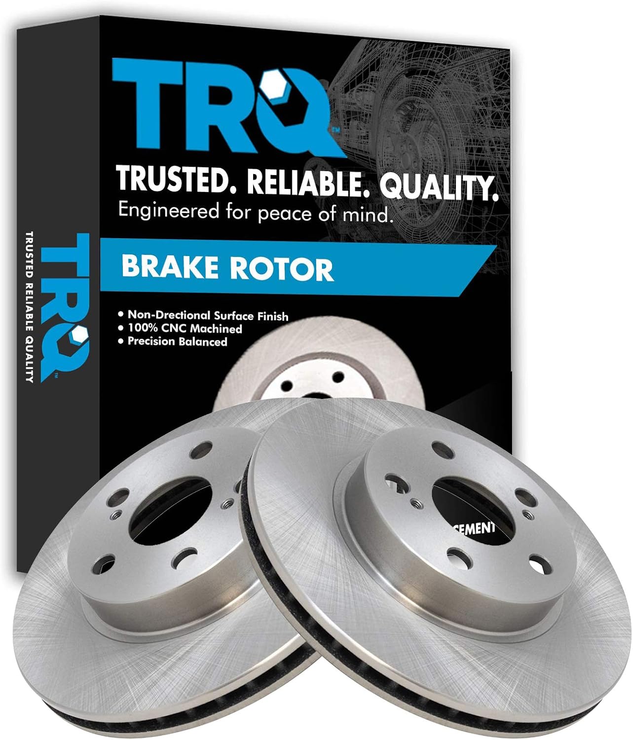 TRQ Front Brake Rotors Set Vented for 2004-2009 Toyota Prius