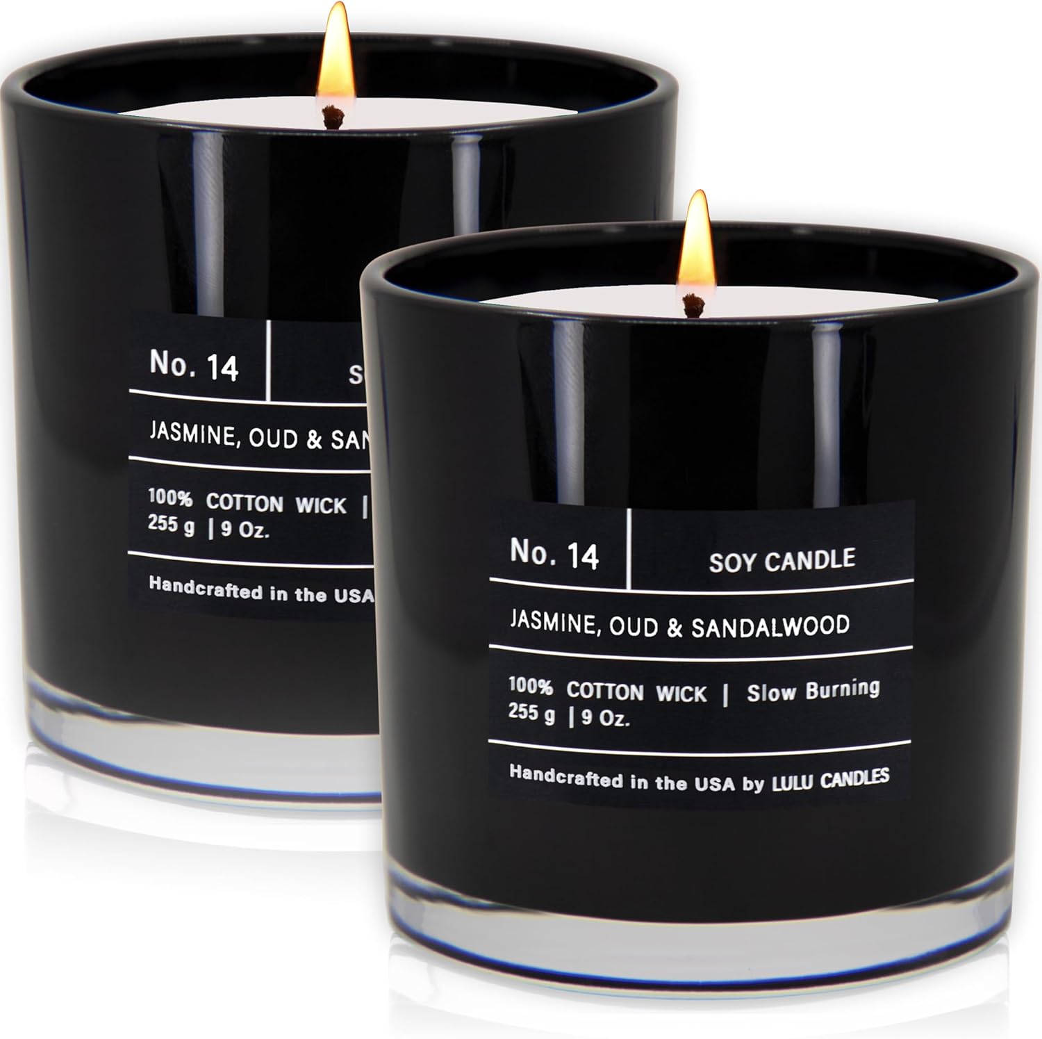 Luxury Scented Soy Jar Candle with Jasmine, Oud & Sandalwood