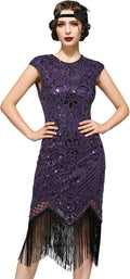 SWEETV YESSA 1920s Flapper Dress - Sequin Fringed Gatsby Cocktail