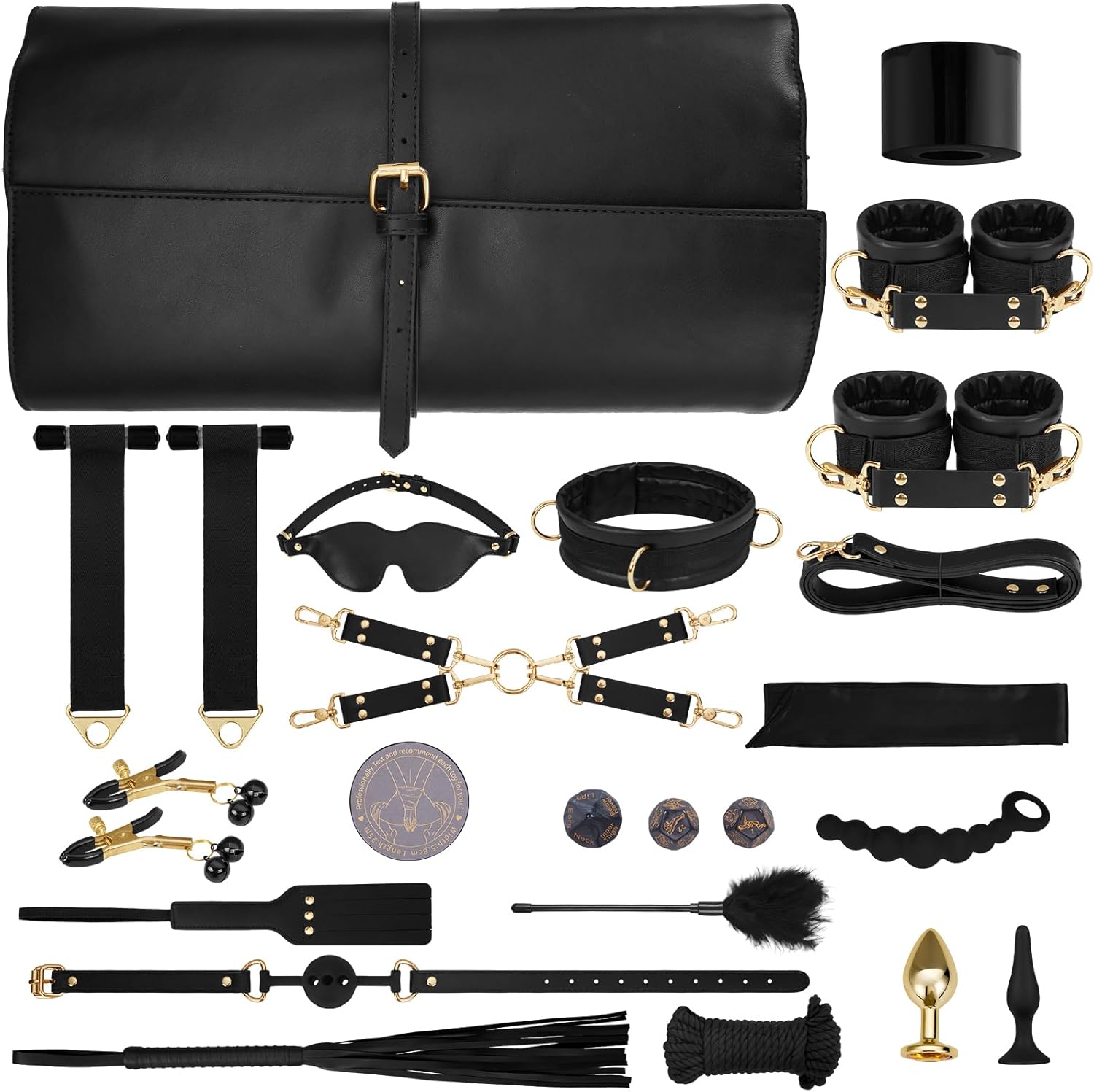 BDSM Bondage Restraints Kit - 21PCS Leather Sex Toys Set