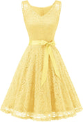 Floral Lace V Neck Bridesmaid Party Dress - Short A-Line