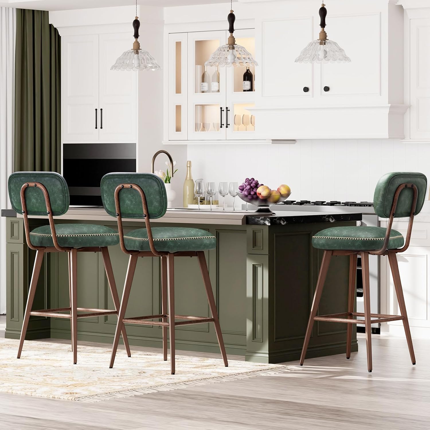 Swivel Bar Stools Set of 3 for Modern Kitchen Island Seating
