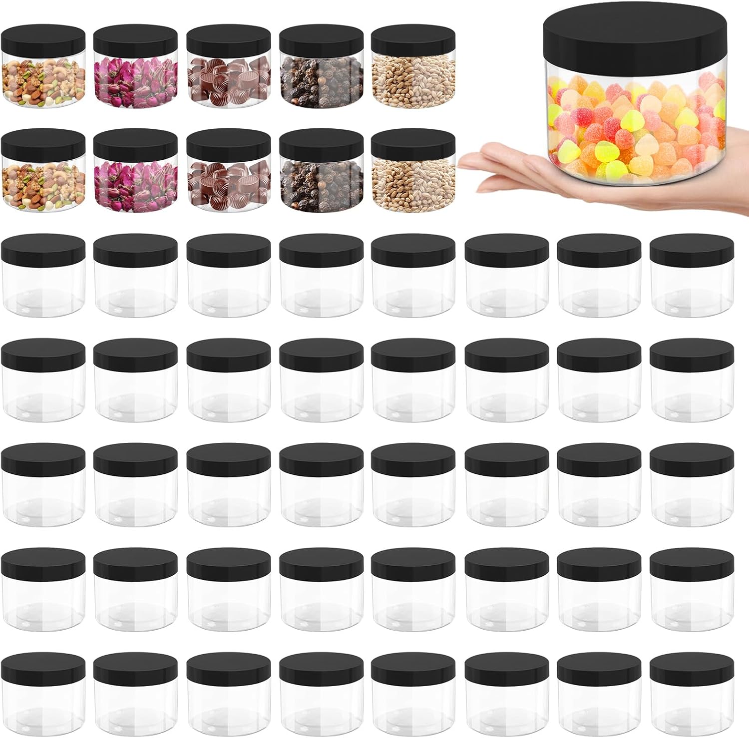 10 Oz Plastic Jars with Lids for Airtight Food Storage