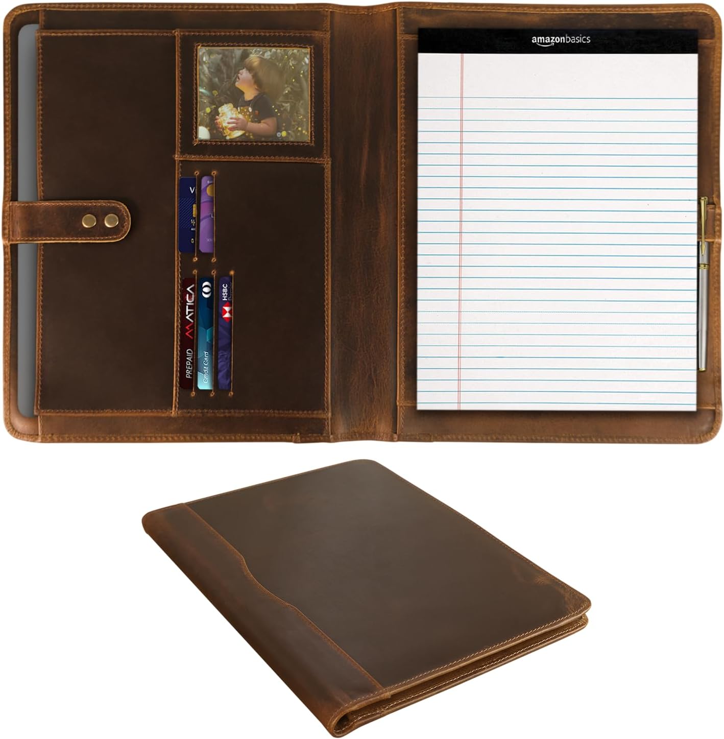 Leather Portfolio Organizer Folio Padfolio for Business Use