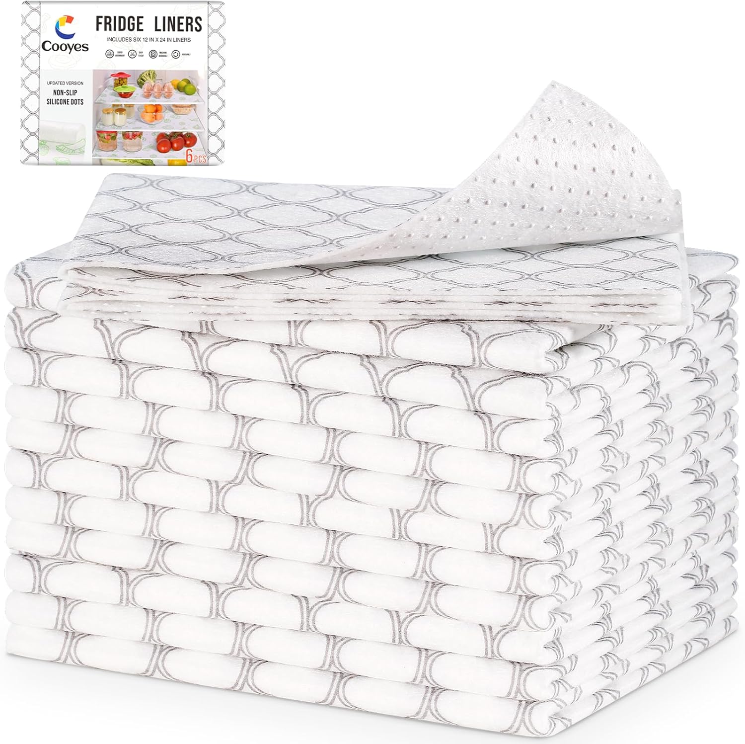 Cooyes Refrigerator Shelf Liners for French Door Fridge 17.7in