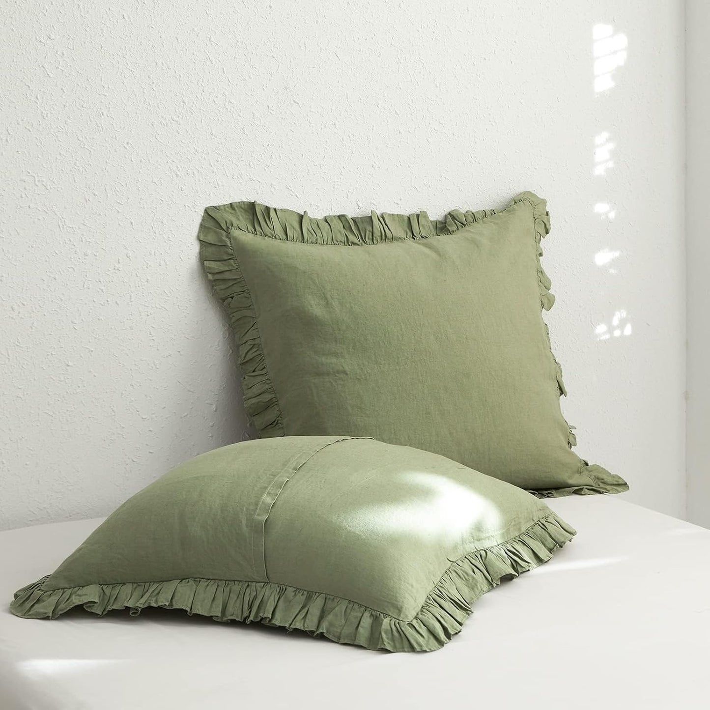 100% Linen Euro Sham Covers with Ruffle for Elegant Decor