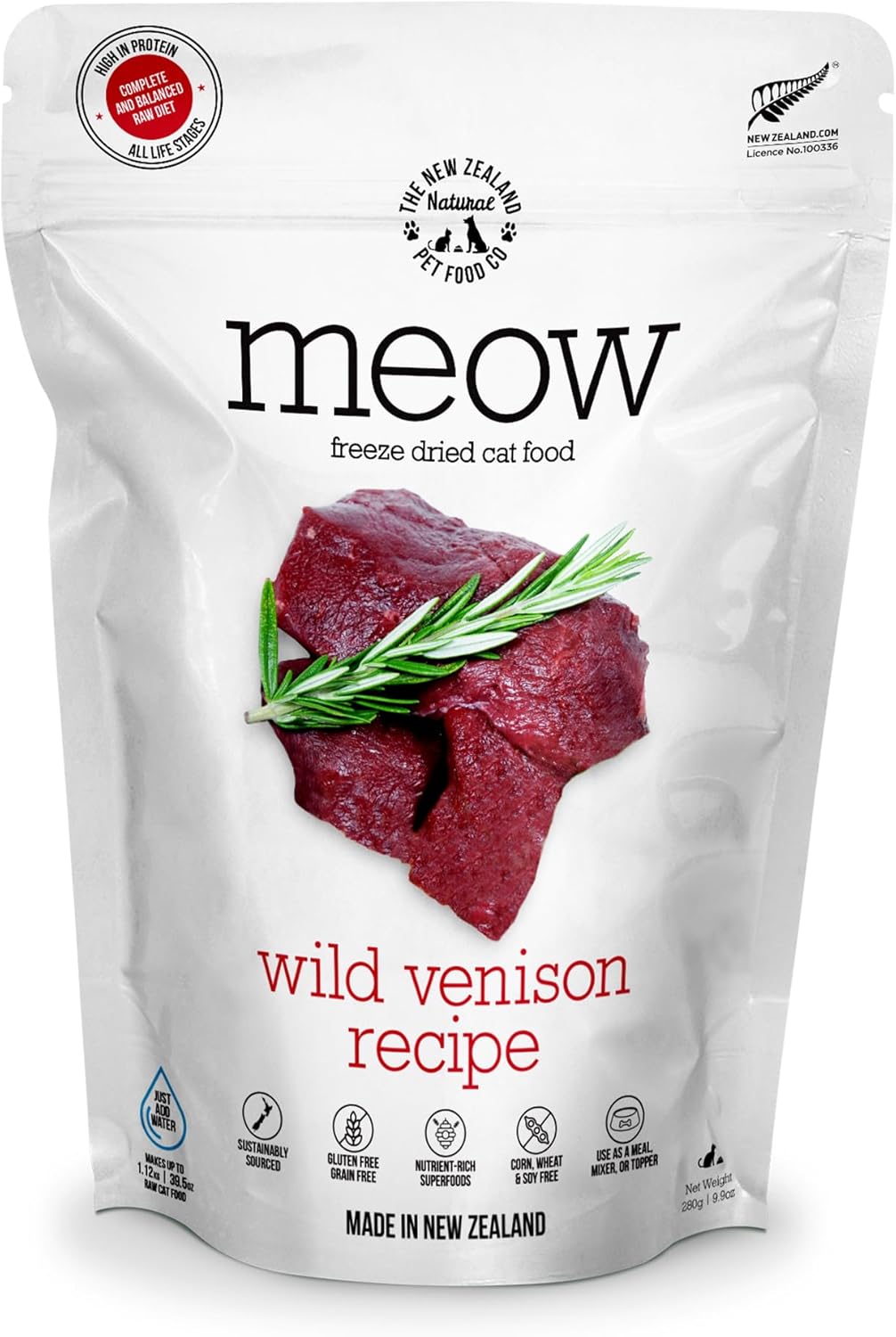 Meow Freeze Dried Cat Food - Wild Venison Recipe for Cats