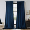 Luxurious Navy Blue Velvet Room Darkening Curtains for Home