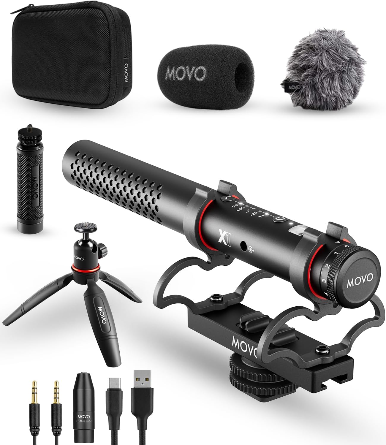 Movo X1 Supercardioid Shotgun Microphone for Professional Audio