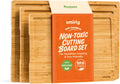 Bamboo Wooden Cutting Boards Set of 3 - Durable, Non-Toxic Kitchen