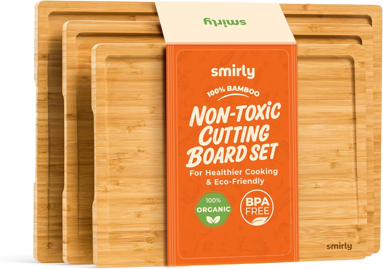Bamboo Wooden Cutting Boards Set of 3 for Kitchen Use