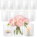 12pcs Glass Cylinder Vases for Centerpieces - 4in Clear Small Flower