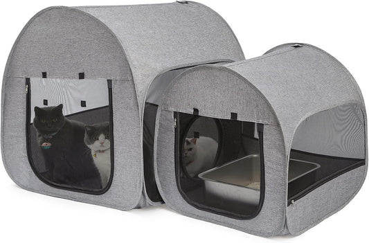 LUCKITTY Portable Cat Playpen - Roomy Recovery Enclosure