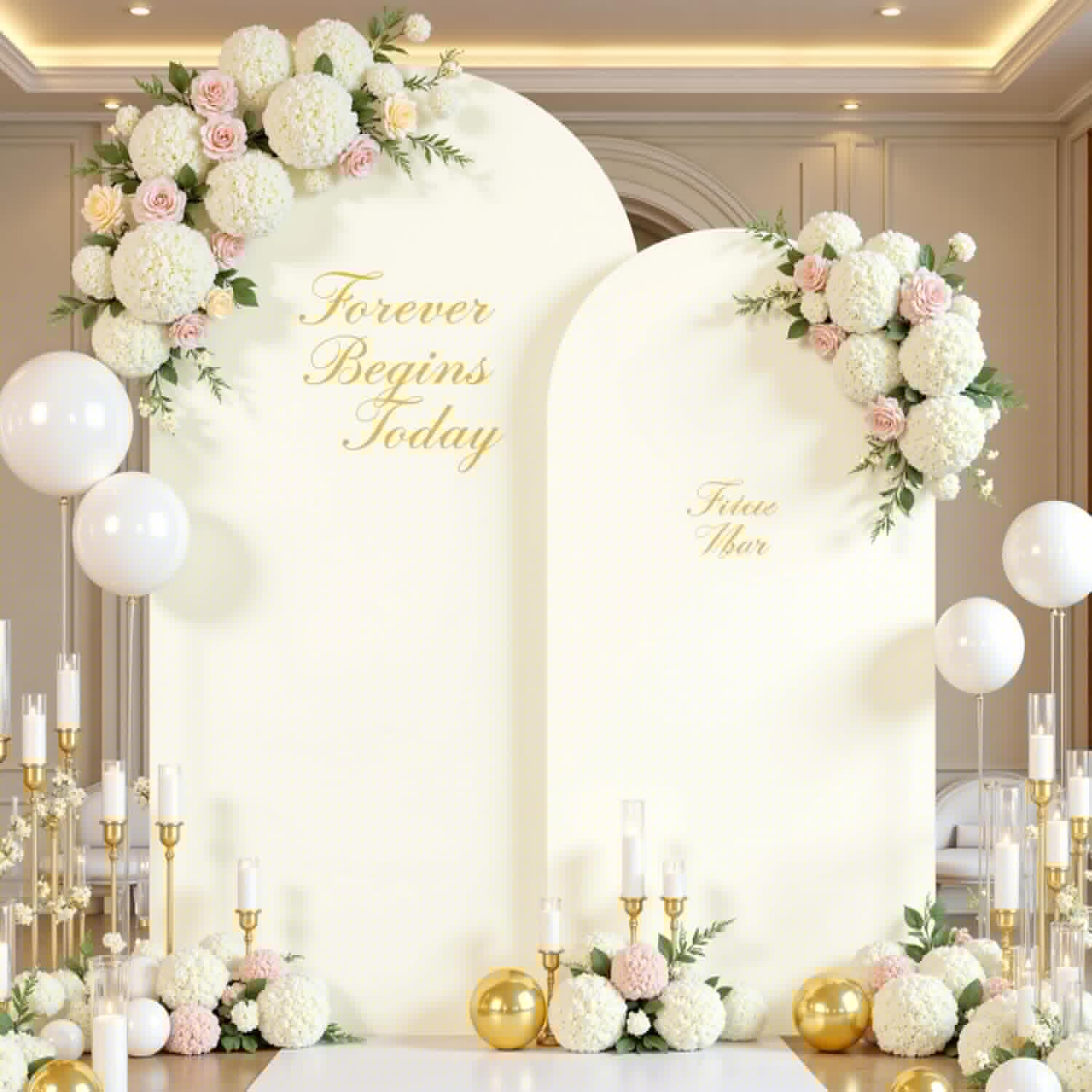 Ivory Arch Cover Set of 2 for Weddings and Events Decoration