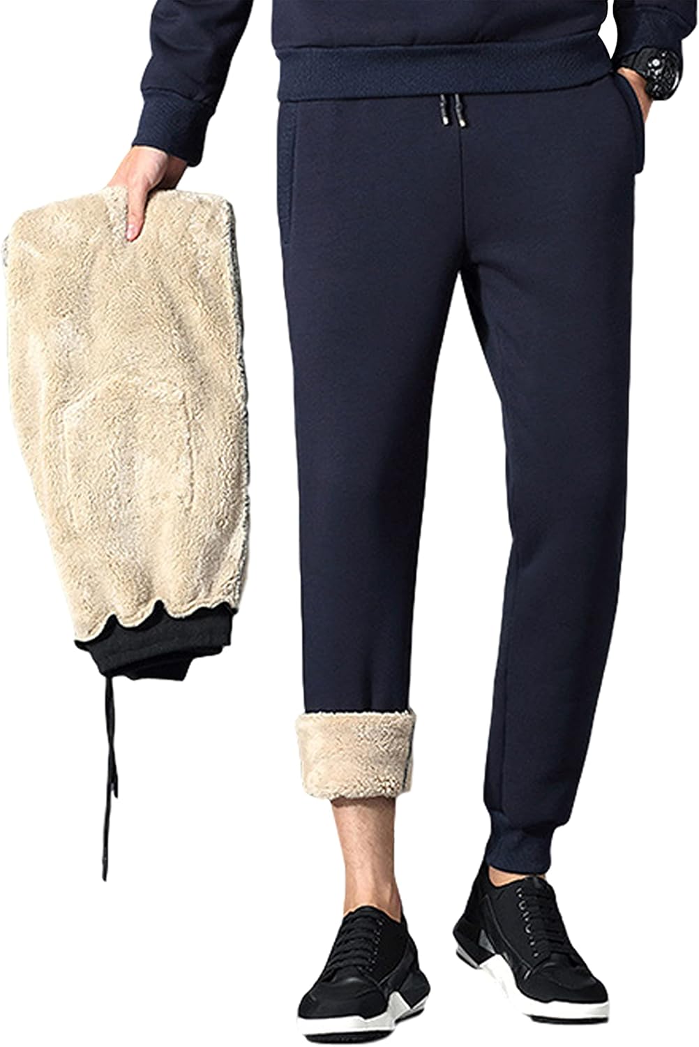 Lentta Men's Fleece Lined Sweatpants for Winter Warmth