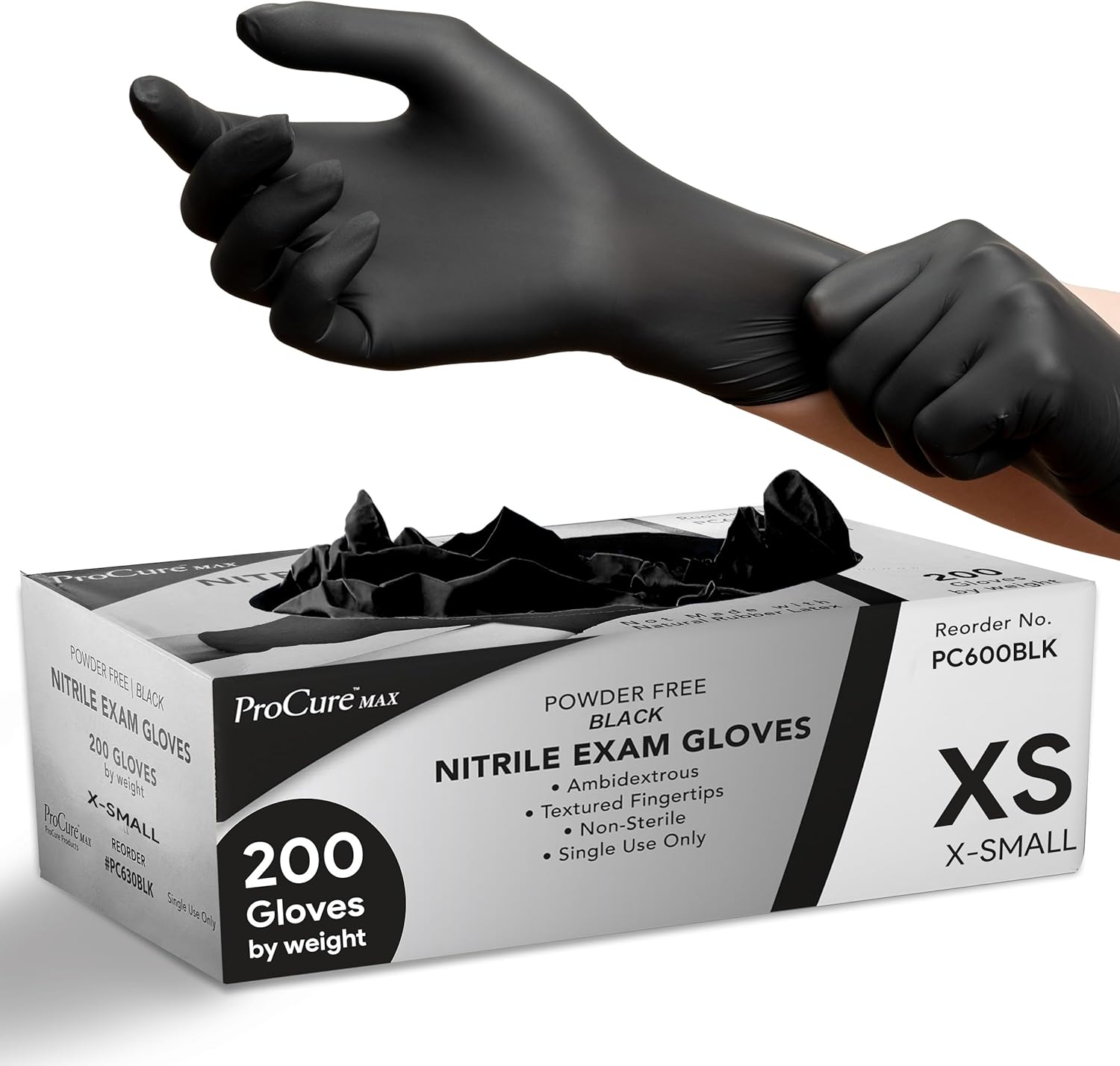 200-Pack Black Nitrile Gloves | Latex-Free for Multi-Use
