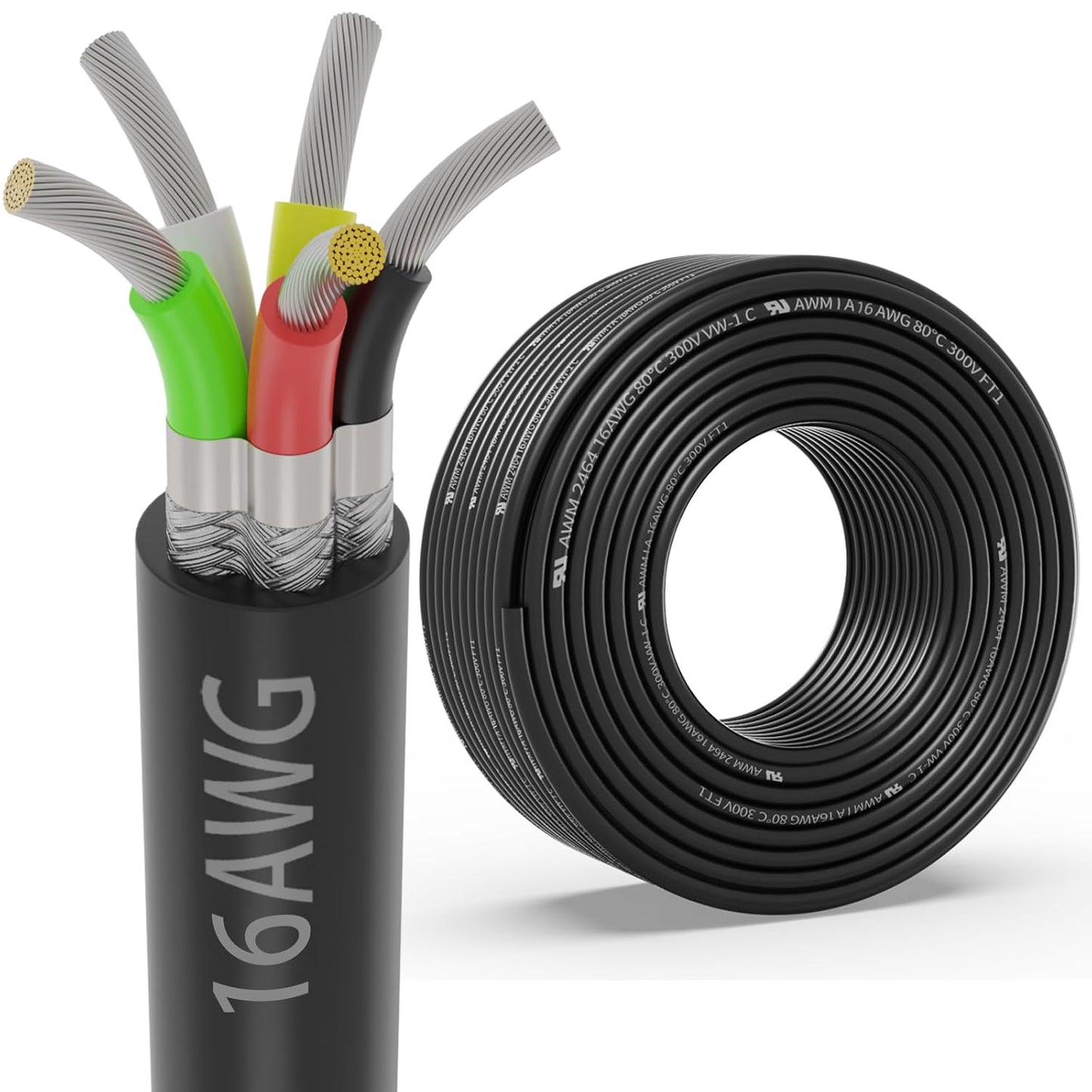 16 Gauge 5 Conductor Shielded Wire for CNC and 3D Printers