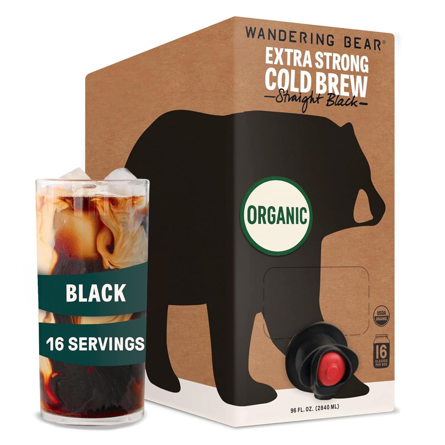 Wandering Bear Organic Cold Brew Coffee - Extra Strong & Smooth