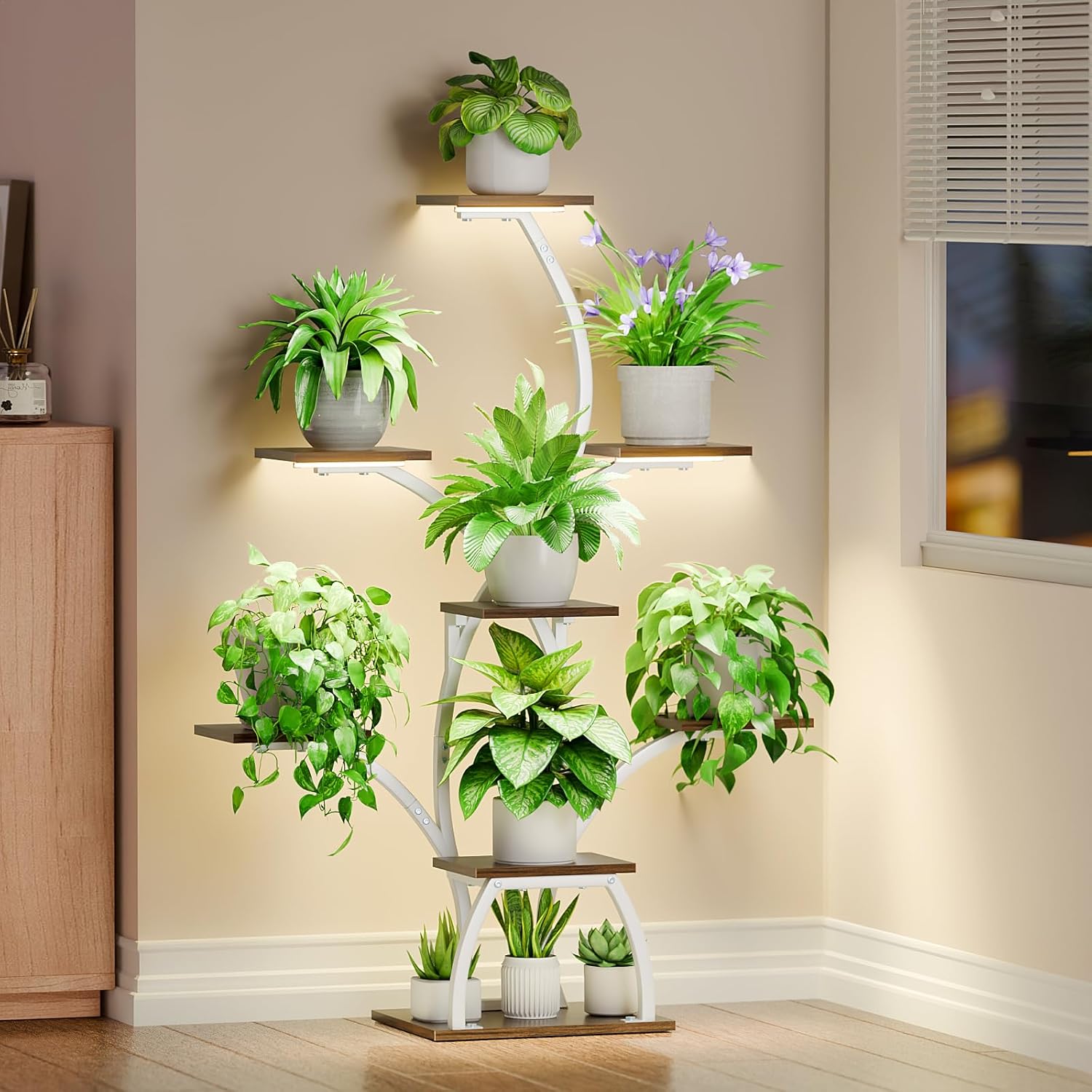 Indoor Plant Stand with Grow Lights for Elegant Home Display