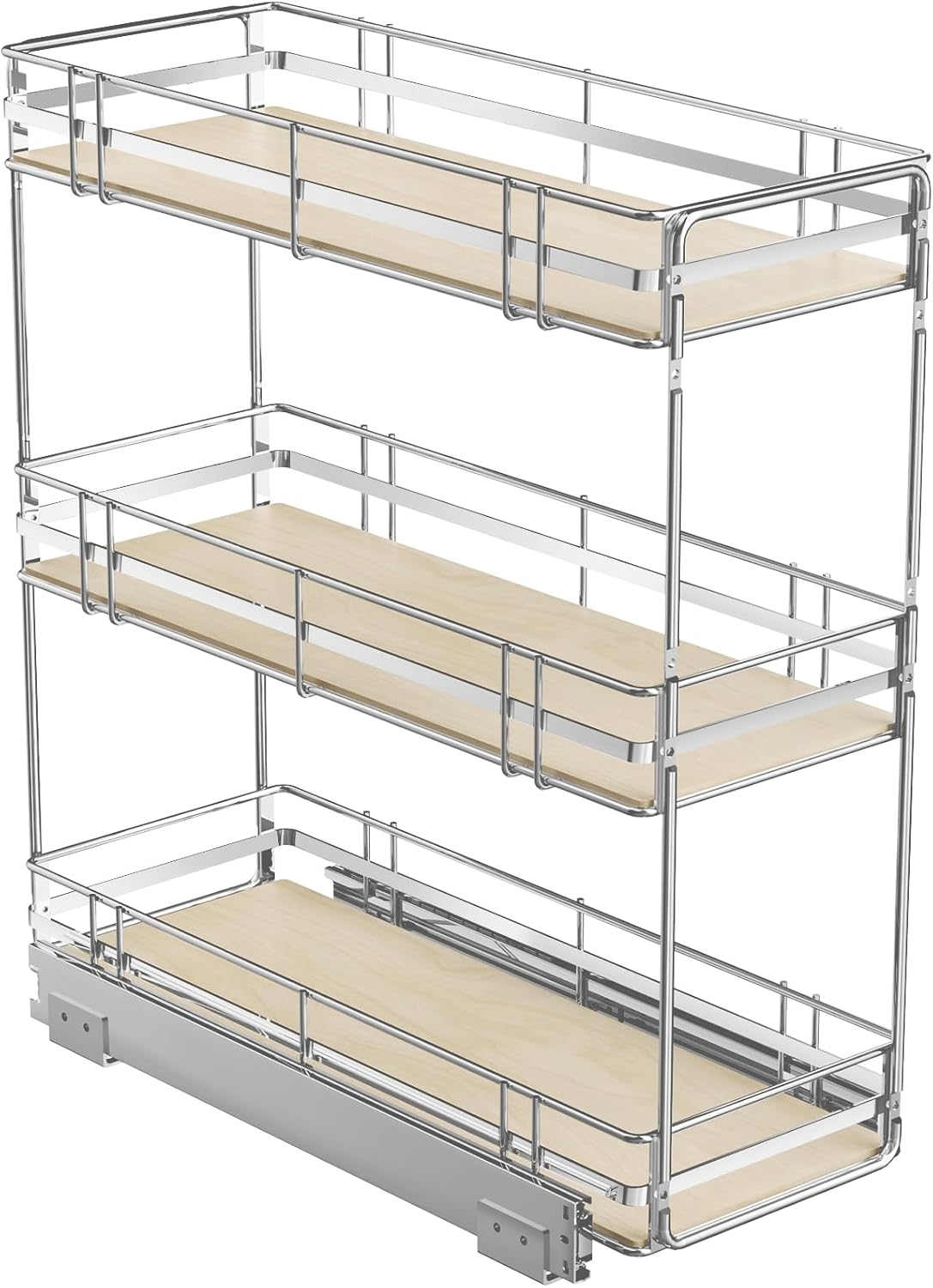 3-Tier Pull Out Cabinet Organizer for Narrow Cabinets - 9in W