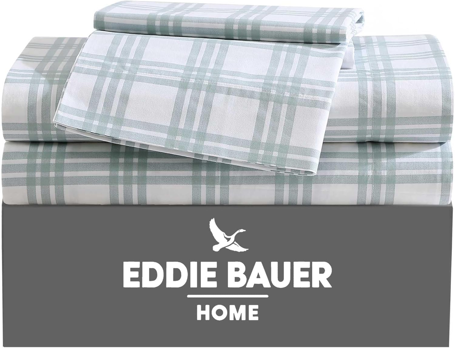 Eddie Bauer King Sheets Cotton Percale Bedding Set Light Green