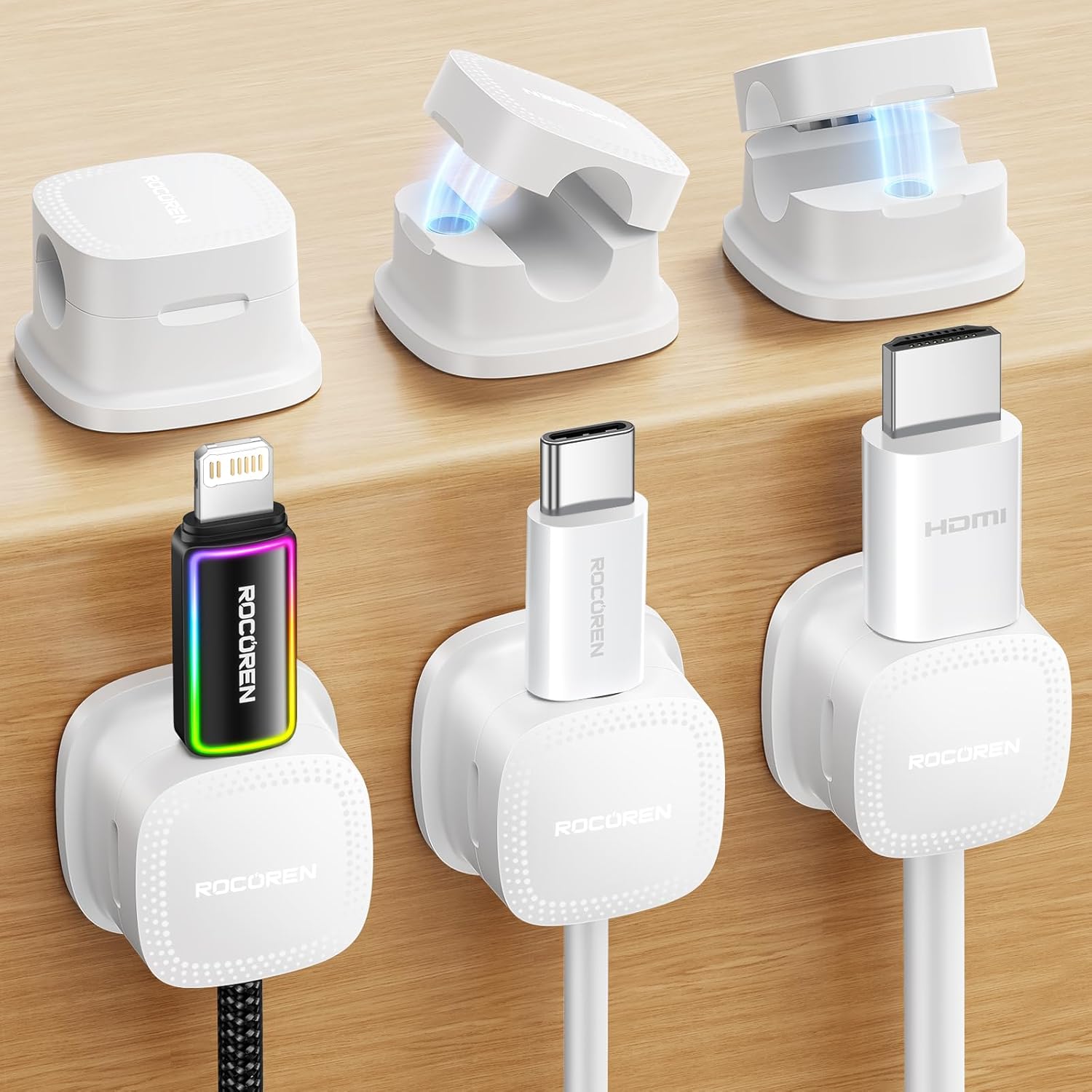 Rocoren Magnetic Cable Clips - Keep Cables Tangle-Free!