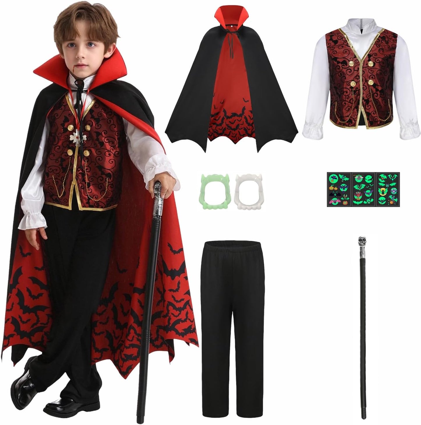 Deluxe Gothic Vampire Costume Set for Kids - Toddler Halloween Outfit