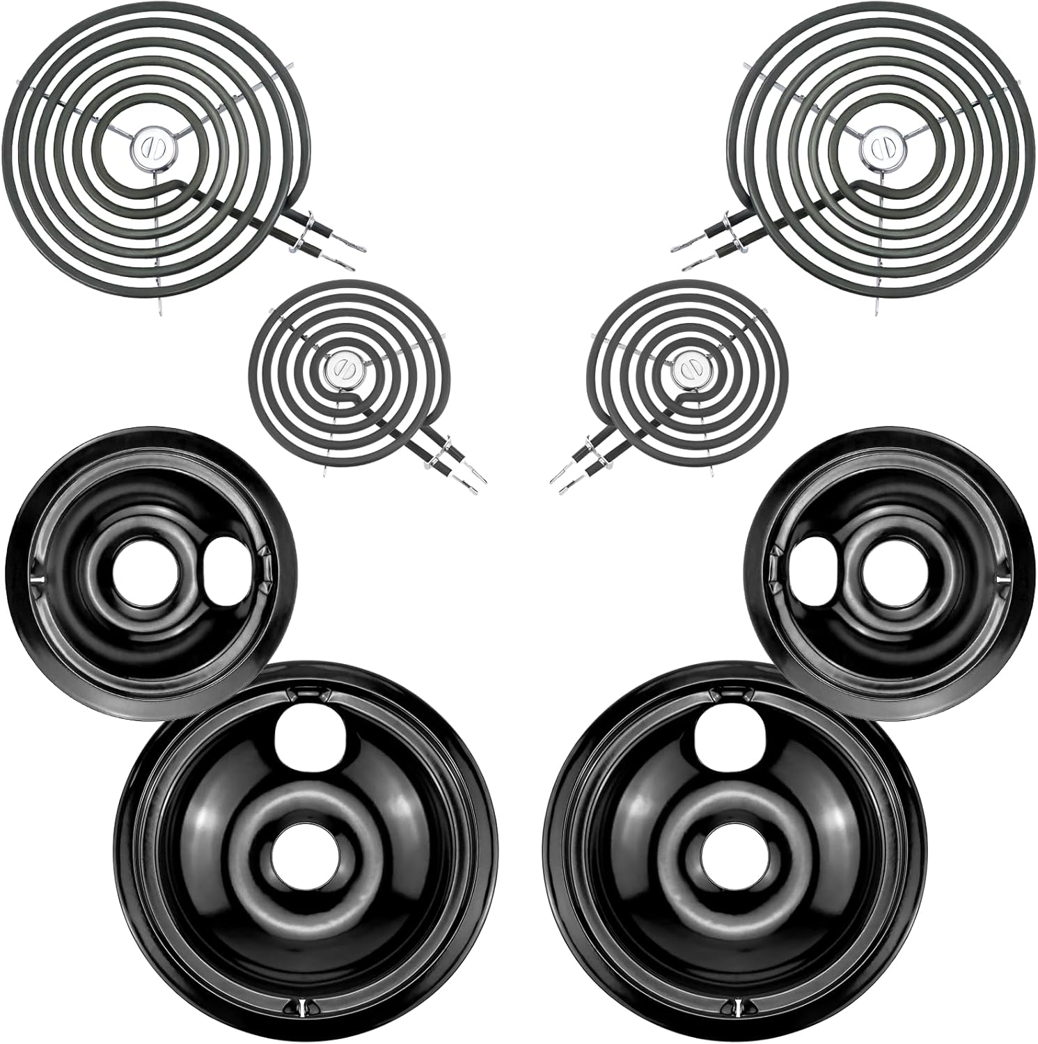 Electric Stove Burner Drip Pans and Top Burners for GE Stoves