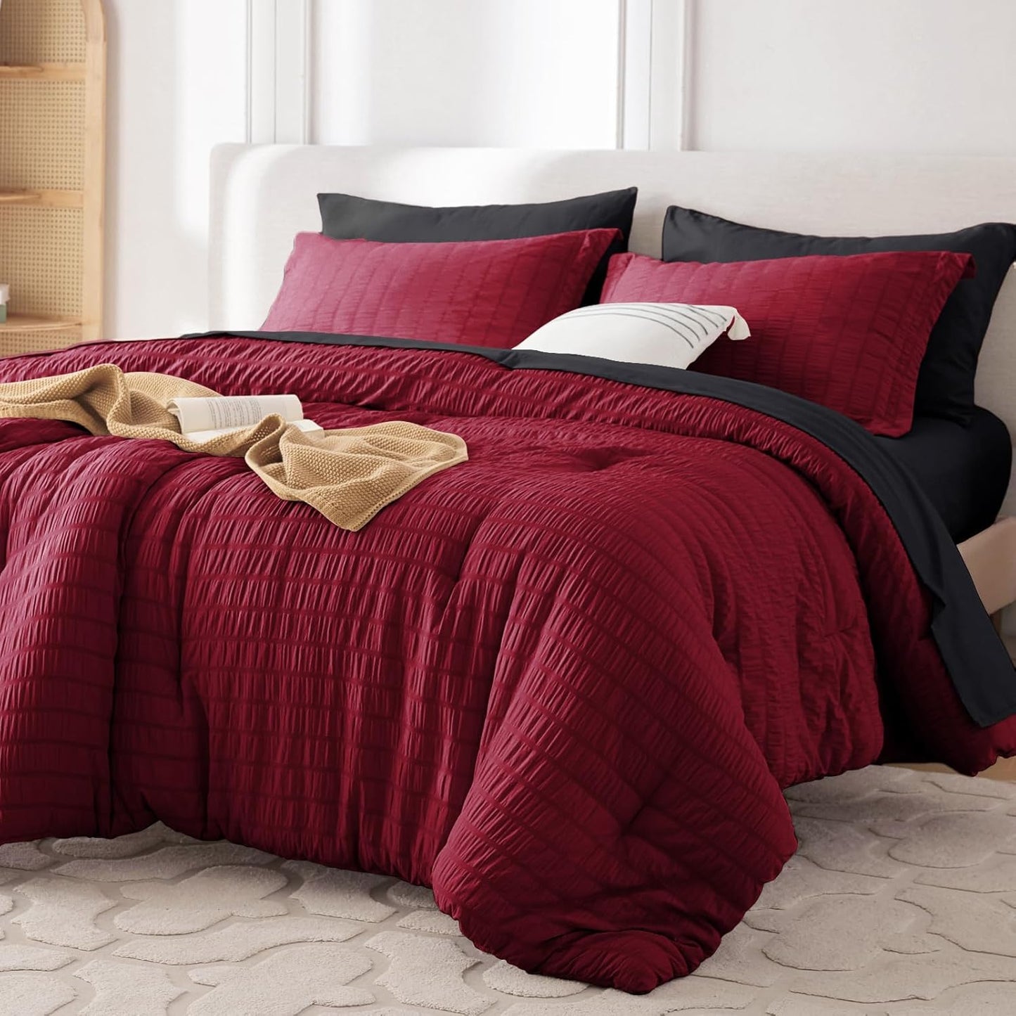 MUXHOMO 7 Pieces Queen Comforter Set for Luxurious Bedding