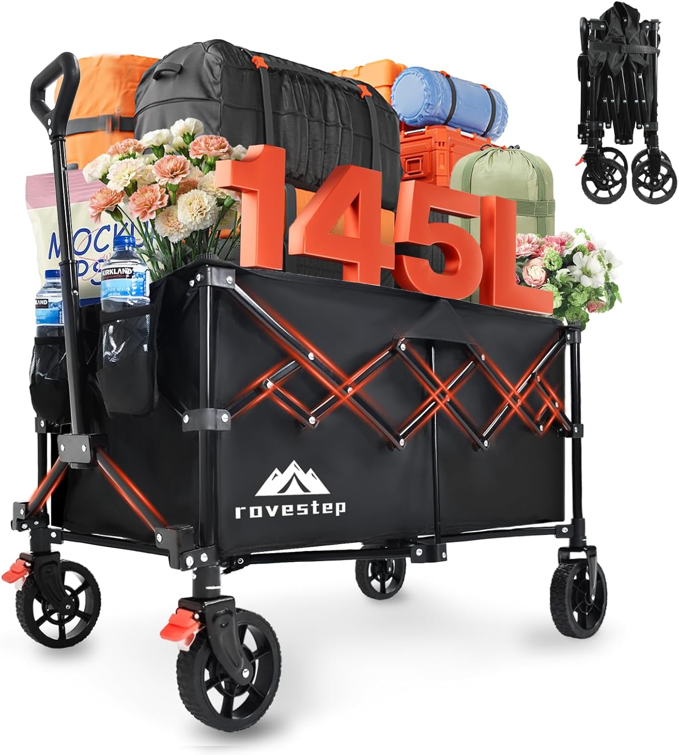 Collapsible Wagon Cart with All Terrain Wheels for Outdoor Use