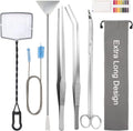 Extra Long Aquarium Aquascaping Tools Kit 8 in 1 - Precision