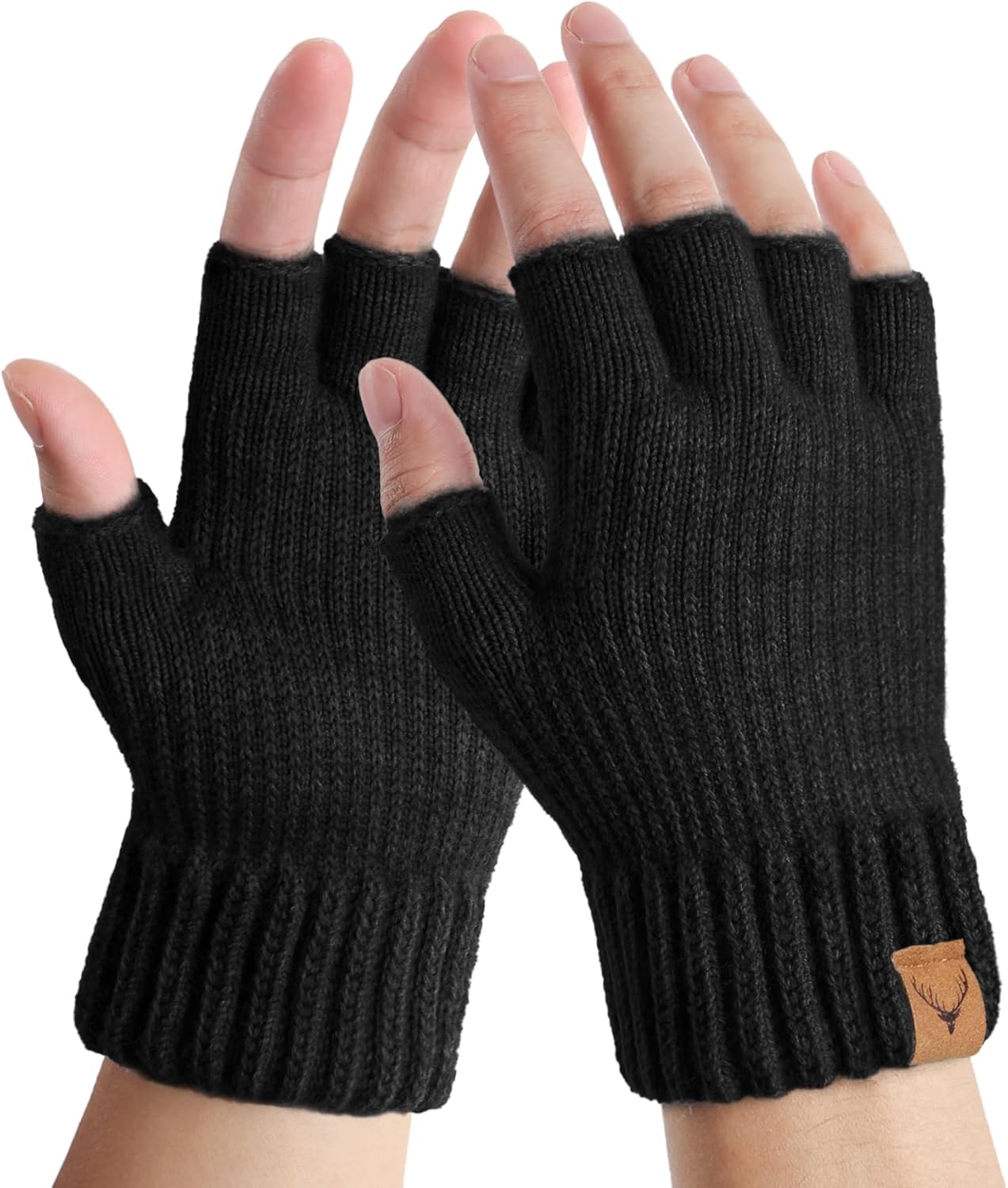 Warm Knitted Fingerless Gloves for Work & Drive