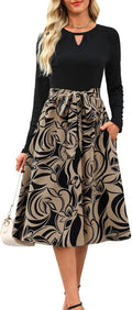 Kranda Women Ribbed Midi Dress with Pockets - Modest Fall Workwear