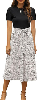 Women's Ribbed Short Sleeve Midi Dress - Modest Summer Workwear