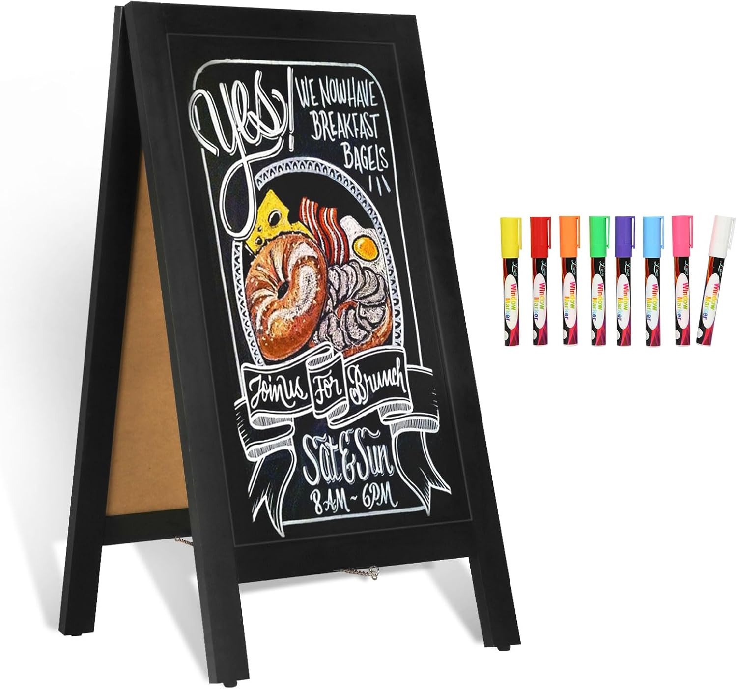 4 THOUGHT A-Frame Chalkboard Sign for Outdoor Cafe and Events